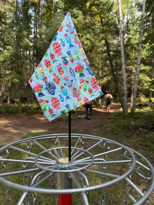 The fish flag on a basket in the woods